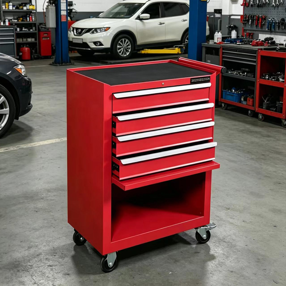 Rolling Tool Trolley 4 Drawer Mechanic Tool Chest Lockable Heavy Duty Anti Rust for Bicycle Repair Shop Garage - Image 2