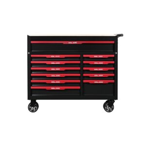 12‑Drawer Rolling Tool Cabinet With Wooden Worktop – Heavy‑Duty Metal Tool Trolley for Garage & Workshop Tool Storage