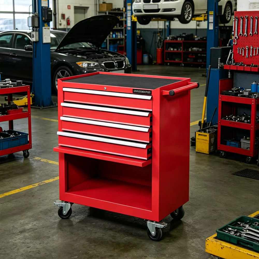 Rolling Tool Trolley 4 Drawer Mechanic Tool Chest Lockable Heavy Duty Anti Rust for Bicycle Repair Shop Garage - Image 3