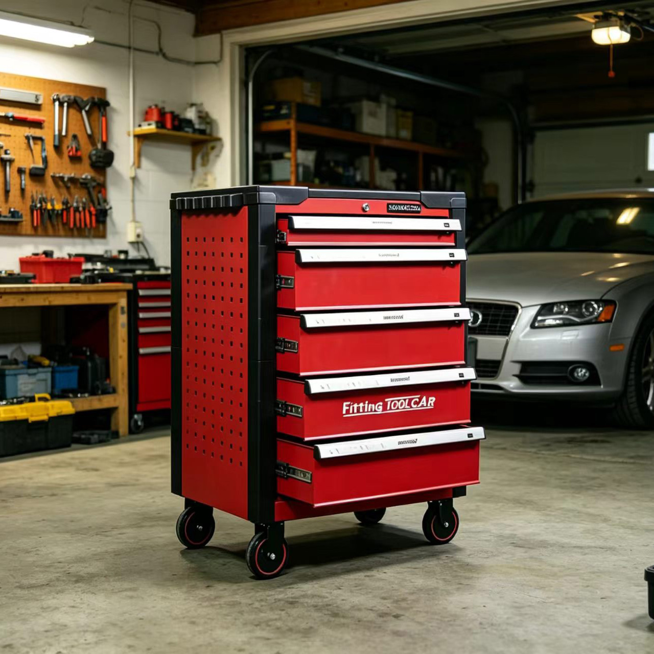 5 Drawer Lockable Rolling Tool Cabinet Heavy Duty Mobile Tool Chest with Anti-Collision Corners for Auto Mechanic Repair Garage - Image 6