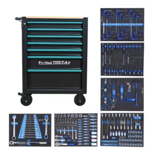 Professional 245 Pcs Hand Tool Set with 6 EVA Foam Trays Modular Tool Cabinet Drawer Inserts for Auto Repair