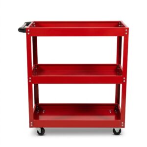Professional Heavy Duty Red OEM Tool Cart with 3 Thick Shelves Lockable Rubber Wheels Factory