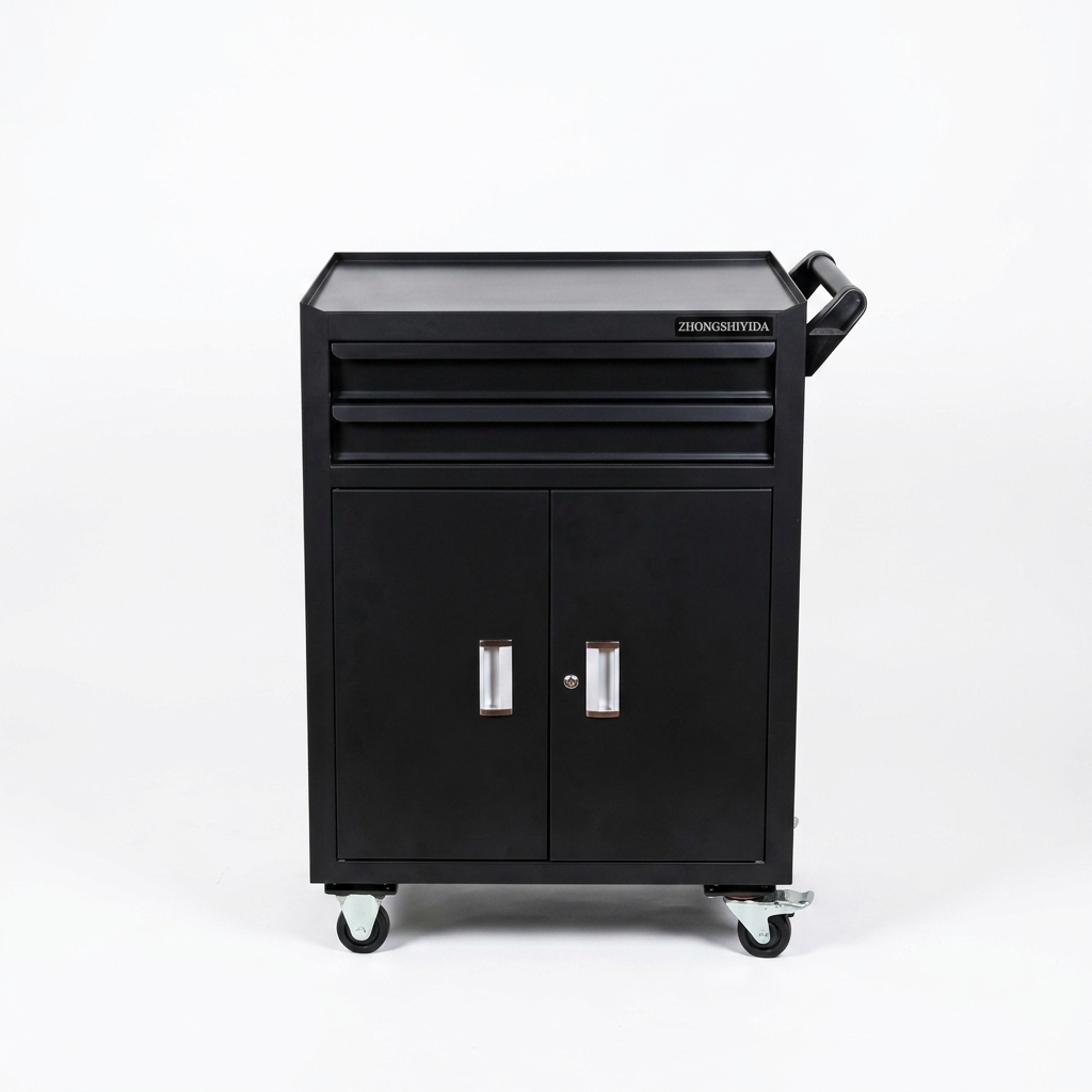 Heavy Duty 2 Drawer Tool Cabinet with Double Doors Dustproof Closed Storage for Garage Workshop