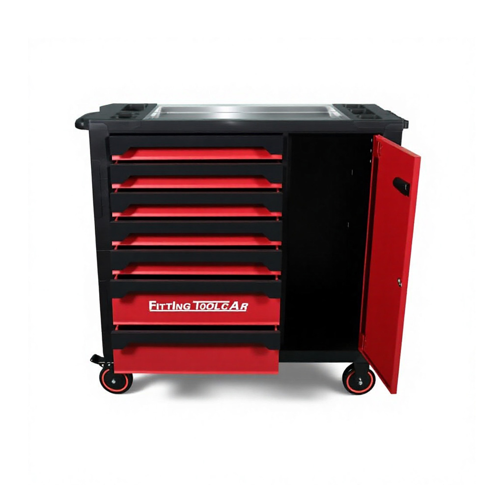 7 Drawer Tool Cabinet with Stainless Steel Top and Side Door Heavy Duty Tool Chest for Garage - Image 2