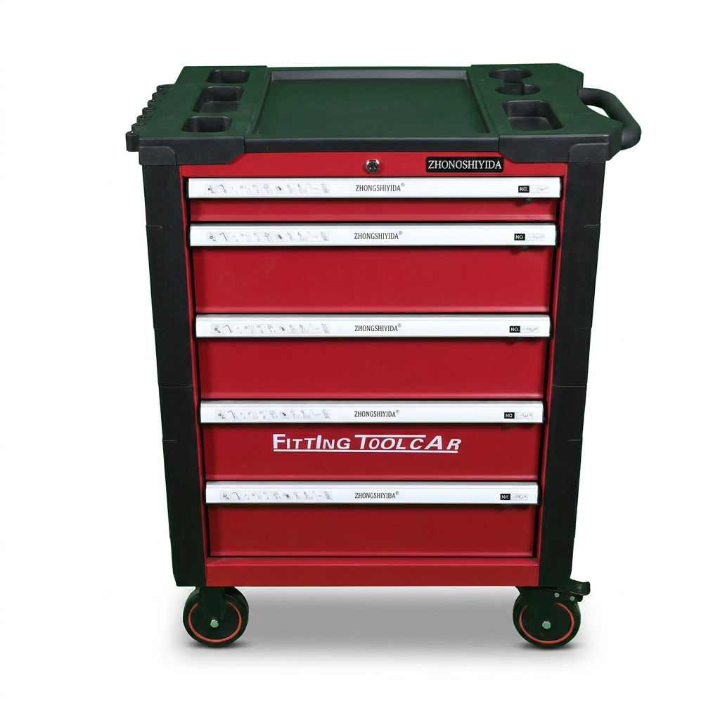 5 Drawer Lockable Rolling Tool Cabinet Heavy Duty Mobile Tool Chest with Anti-Collision Corners for Auto Mechanic Repair Garage - Image 2