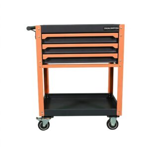 High Quality Portable 3 Drawer Rolling Tool Cart with 2 Tier Shelf Mechanic Workbench for Automotive Repair Garage