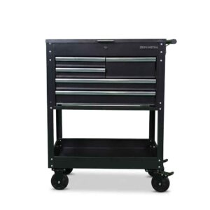 Tool Cart 5 Drawer Flip Top Heavy Duty Open Shelf Rolling Tool Trolley for On-site Auto Repair Service Garage