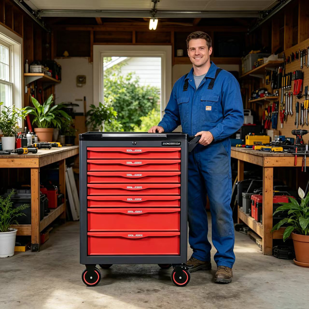 Tool Cabinet 7 Drawer Rounded Edge Heavy Duty Stainless Steel Top Rolling Tool Chest for Mechanic Garage Industry - Image 5