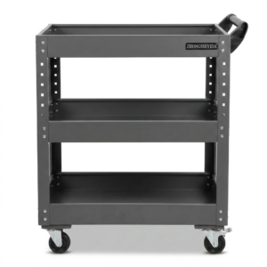 Premium 3-Tier Open Frame Rolling Tool Trolley, Heavy Duty Cold Rolled Steel Garage Workshop Storage Cart
