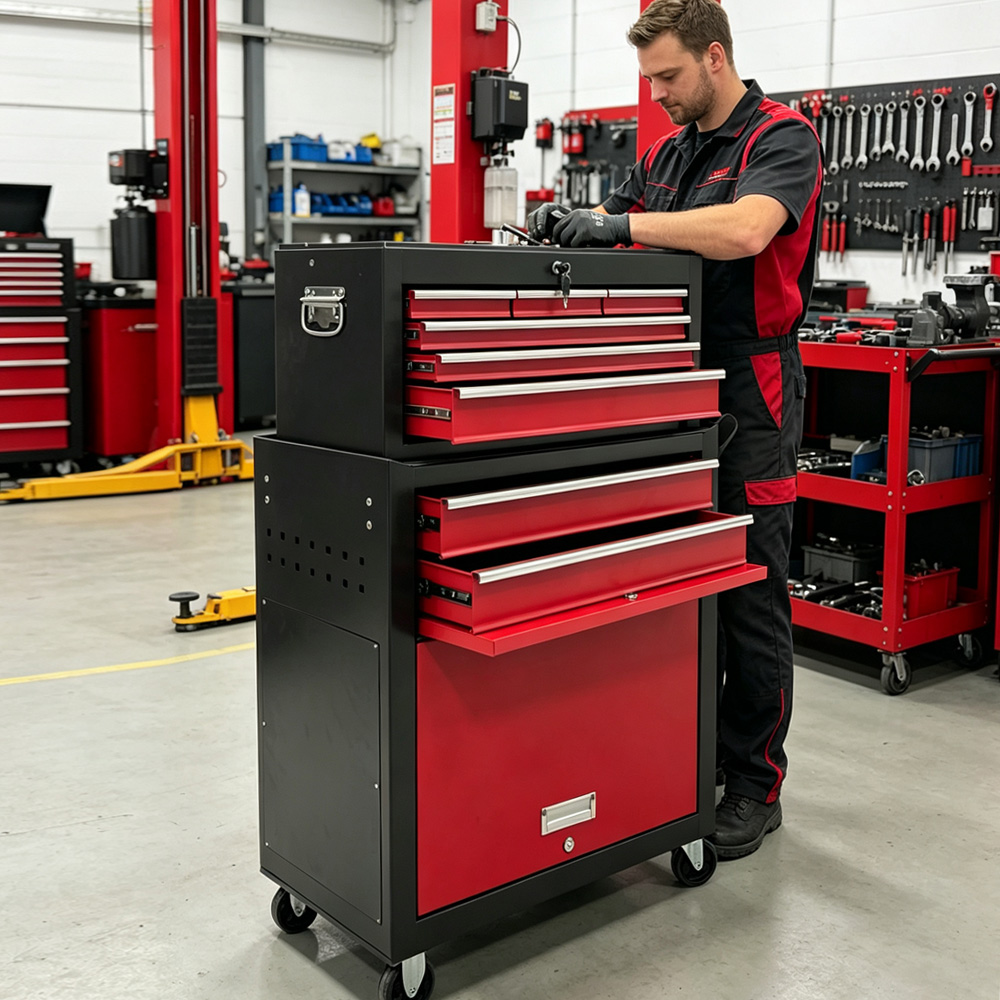 8-Drawer Rolling Heavy Duty Tool Cabinet with Lock for Garage & Workshop - Image 4