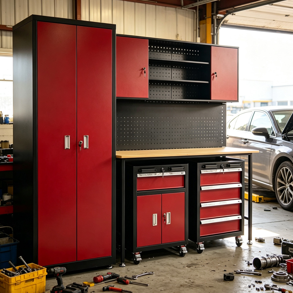Tool Cabinet Workstation Heavy Duty Comprehensive Tool Storage Pegboard Rolling for Garage Workshop Auto Repair - Image 4