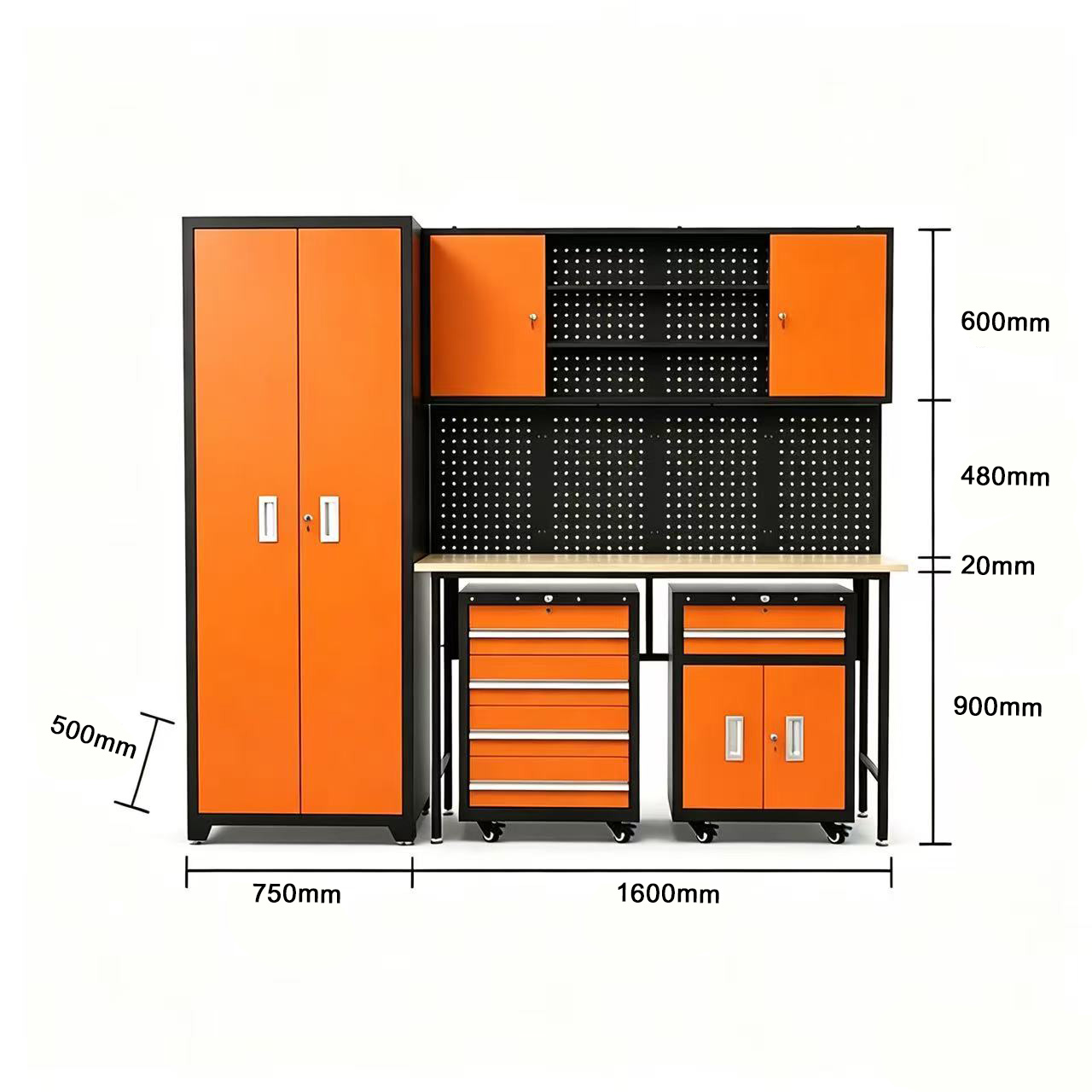 Tool Cabinet Workstation Heavy Duty Comprehensive Tool Storage Pegboard Rolling for Garage Workshop Auto Repair - Image 7
