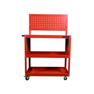 3 Tier Heavy Duty Rolling Tool Trolley Half Mesh Cold Rolled Steel Auto Repair Parts Cart With Pegboard