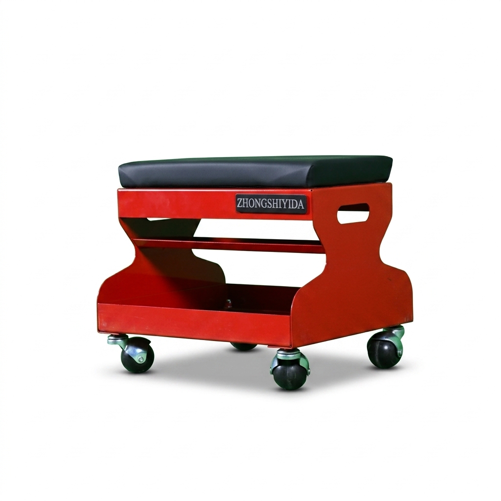 Heavy Duty Aluminum Rolling Mechanic Seat Tool Storage Tray Padded Garage Repair Stool Swivel Casters Model - Image 3
