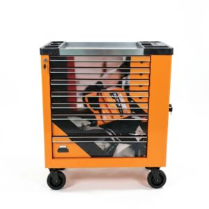 Heavy Duty 7 Drawer Rolling Tool Cabinet Customized Graphic Print Lockable Garage Storage Mobile Tool Trolley Cart
