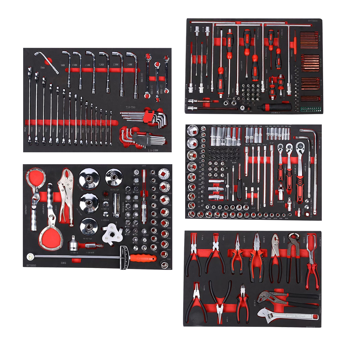 333 Pieces Comprehensive Hand Tool Set with 5 Heavy Duty EVA Foam Trays Modular Cabinet Drawer Organizer - Image 2