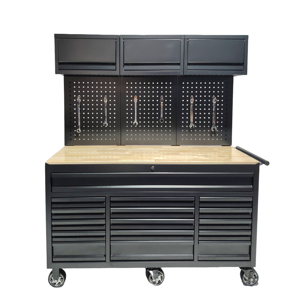 Customized Modular Metal Garage Storage Cabinet Set Heavy Duty Mobile Workshop Tool Cabinet with Pegboard for Mechanic