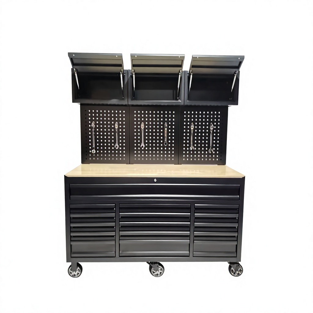 Customized Modular Metal Garage Storage Cabinet Set Heavy Duty Mobile Workshop Tool Cabinet with Pegboard for Mechanic - Image 2