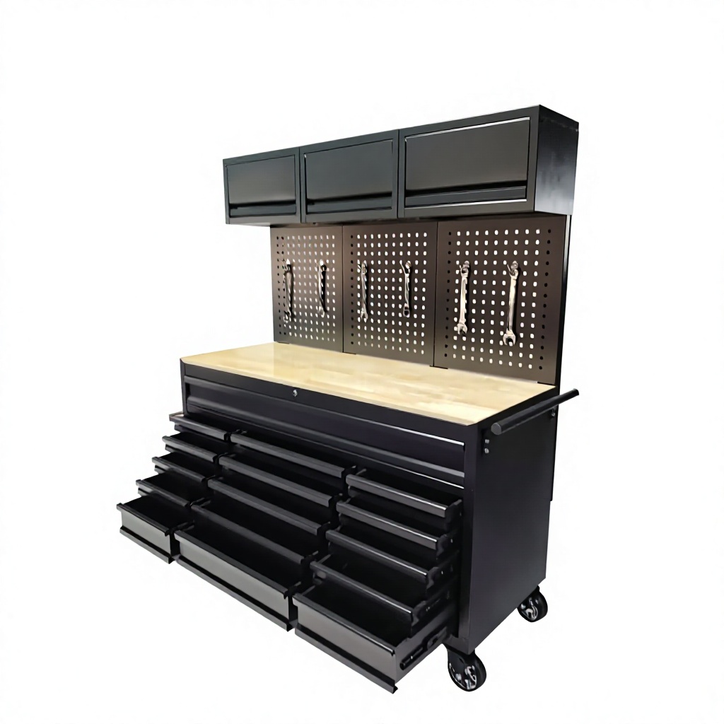 Customized Modular Metal Garage Storage Cabinet Set Heavy Duty Mobile Workshop Tool Cabinet with Pegboard for Mechanic - Image 3
