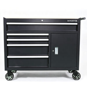 Tool Cabinet 5 Drawer Heavy Duty Side Door Wooden Top Rolling Tool Chest for Garage Auto Repair Shop Workshop